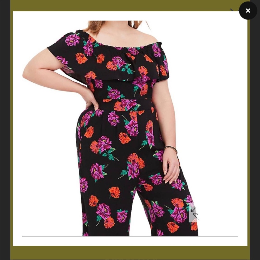 Torrid - BLACK FLORAL OFF SHOULDER CHALLIS JUMPSUIT
